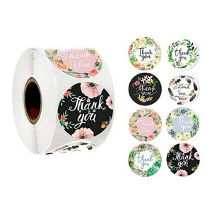 200 pieces 1" floral 8 designs thank you stickers